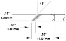 600 Series Cartridge, Knife Drag Tip 45º 2.03mm for MX-500, SMTC-0161Metcal